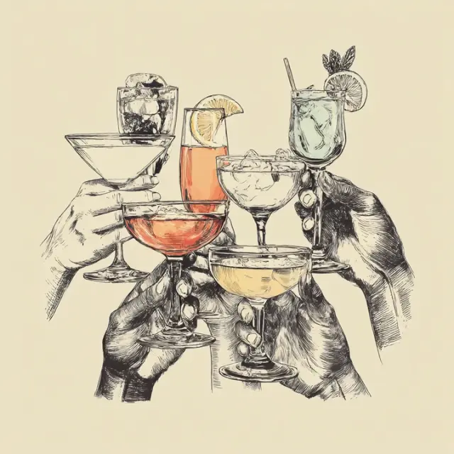 Illustrated cocktail invitation cover