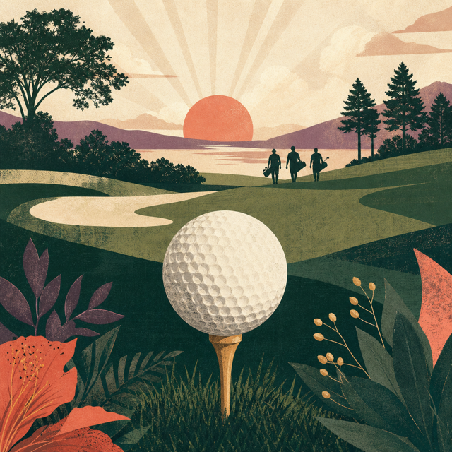 Illustrated golf rematch invitation cover