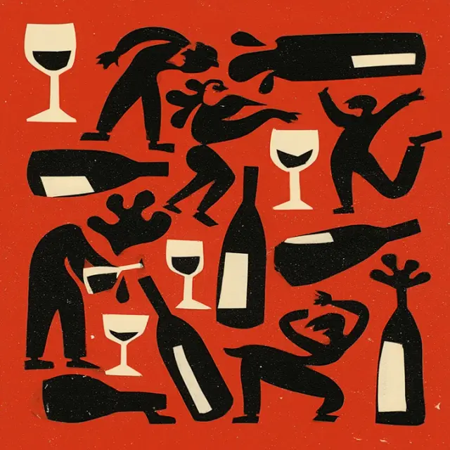 Illustrated red wine invitation cover